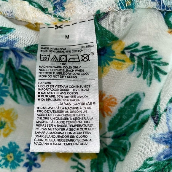 Old Navy MEDIUM The Tunic Shirt Linen blend Hummingbirds Floral green yellow - Picture 6 of 6